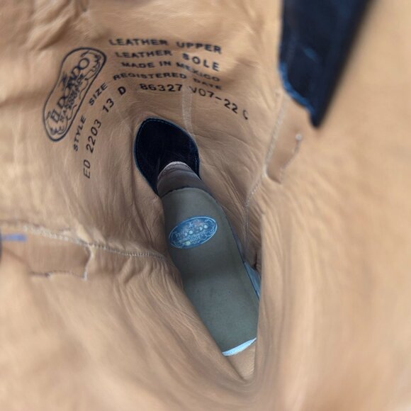 EL DORADO ED 2203 MEN'S HANDMADE BLACK OSTRICH LEG WESTERN BOOTS MEDIUM TOE 13 D - Picture 12 of 13